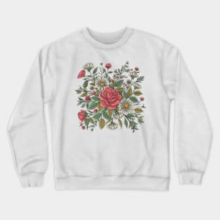 Roses and Daisies Flowers Crewneck Sweatshirt